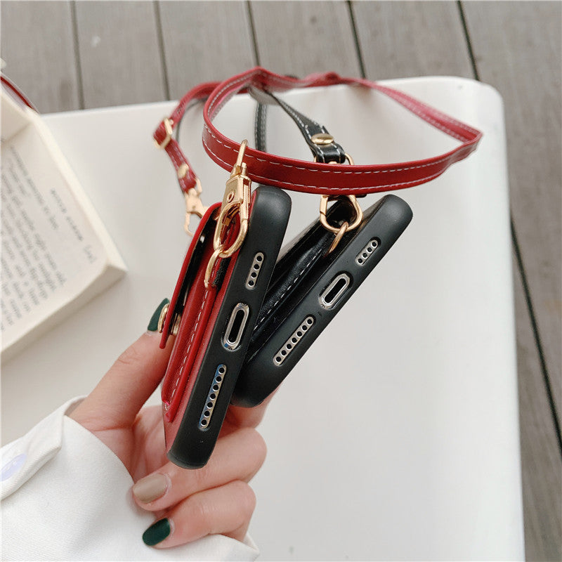 Leather Wallet iPhone Case with Leather Strap-Exoticase-