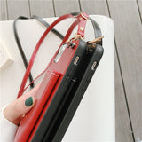 Leather Wallet iPhone Case with Leather Strap-Exoticase-