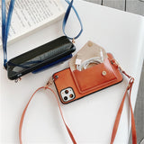 Leather Wallet iPhone Case with Leather Strap - Exoticase -