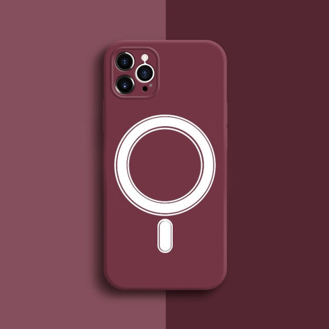 MagSafe Compatible Transparent and Silicone iPhone Case-Exoticase-For iPhone 13 Pro Max-Wine Red-