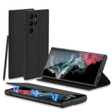 Magnetic Front Flip Cover Samsung Case-Exoticase-for Galaxy S23 Ultra-Carbon Fiber-