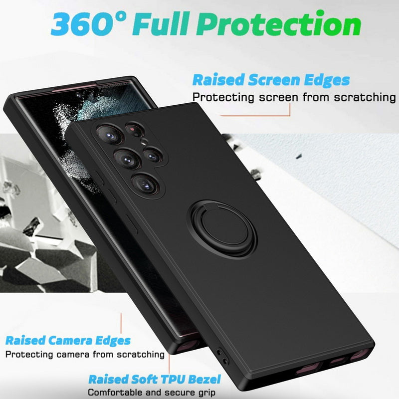 Magnetic Ring Holder Liquid Silicone Samsung Phone Case-Exoticase-