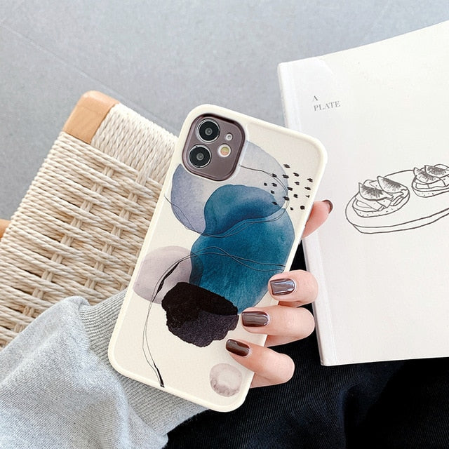 Marble, Leaves & Abstract Art iPhone Case-Exoticase-
