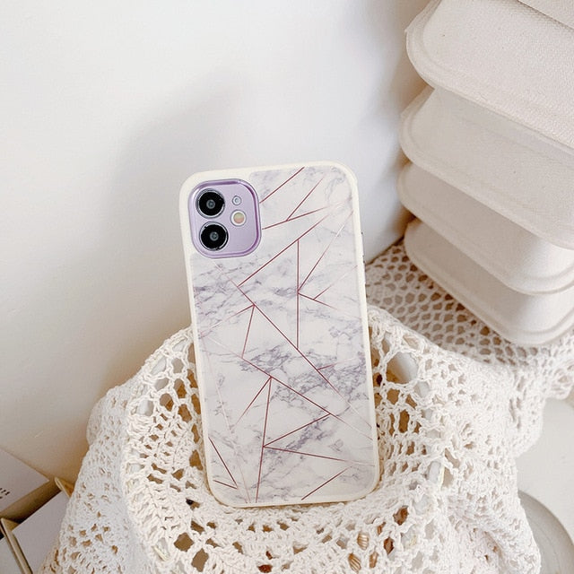 Marble, Leaves & Abstract Art iPhone Case-Exoticase-