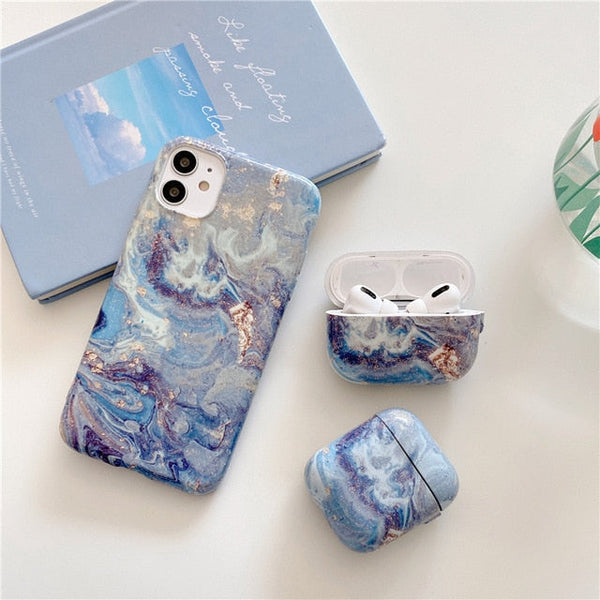 Marble iPhone AirPods Case Combo 1-Exoticase-for iPhone 12 Pro Max-A-With Airpods Pro