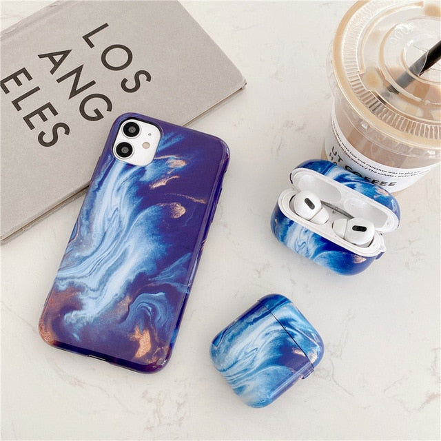 Marble iPhone AirPods Case Combo 1 - Exoticase - for iPhone 12 Pro Max / C / With Airpods Pro