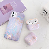 Marble iPhone AirPods Case Combo 1 - Exoticase - for iPhone 12 Pro Max / D / With Airpods Pro