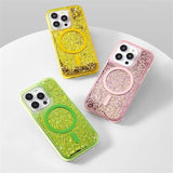 Neon Liquid Quicksand Glitter MagSafe iPhone Case-Exoticase-