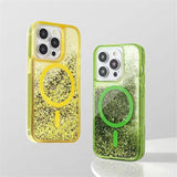 Neon Liquid Quicksand Glitter MagSafe iPhone Case-Exoticase-
