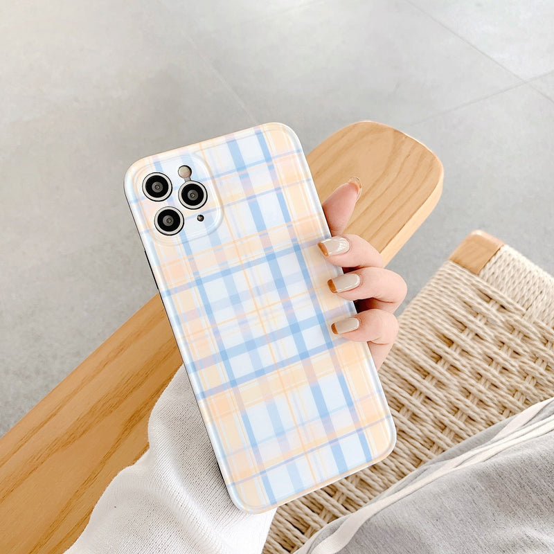Orange and Blue Plaid iPhone Case-Exoticase-