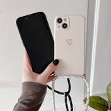 Plated Heart Silicone iPhone Case with Crossbody Lanyard - Exoticase -