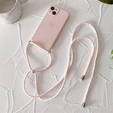 Plated Heart Silicone iPhone Case with Crossbody Lanyard-Exoticase-For iphone 14 Pro Max-Pink-