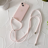 Plated Heart Silicone iPhone Case with Crossbody Lanyard - Exoticase - For iphone 14 Pro Max / Pink