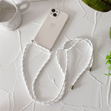 Plated Heart Silicone iPhone Case with Crossbody Lanyard - Exoticase - For iphone 14 Pro Max / White
