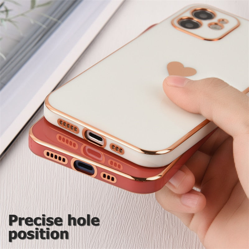 Plated Heart iPhone case with various heart designs on the side - Exoticase -