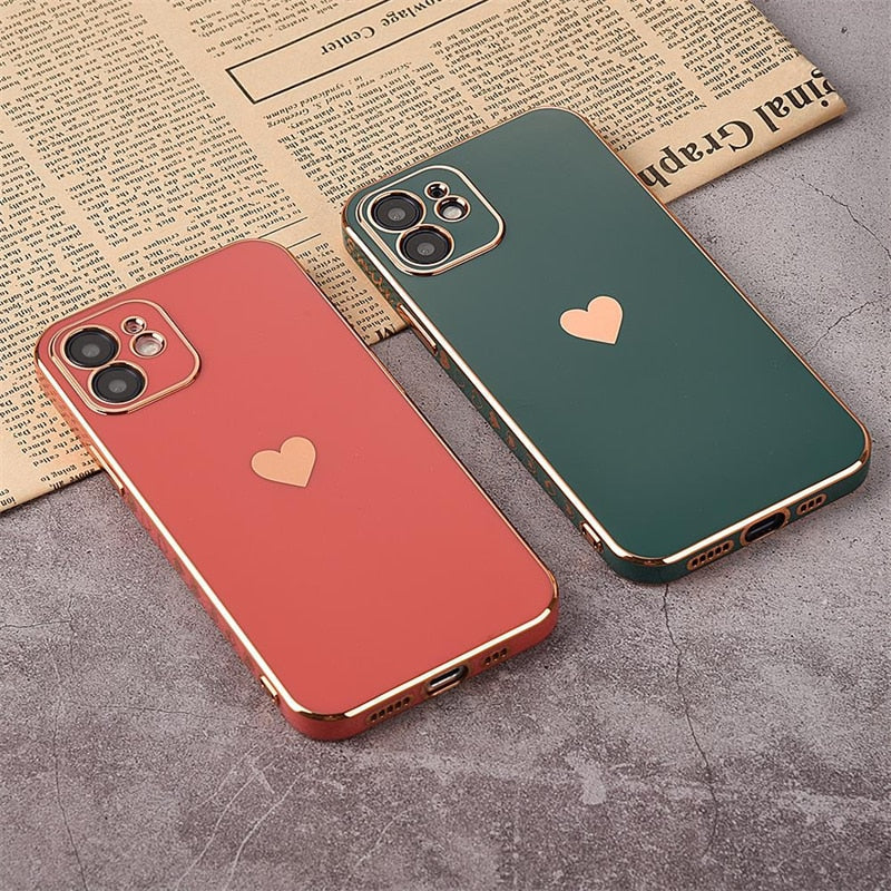 Plated Heart iPhone case with various heart designs on the side - Exoticase -
