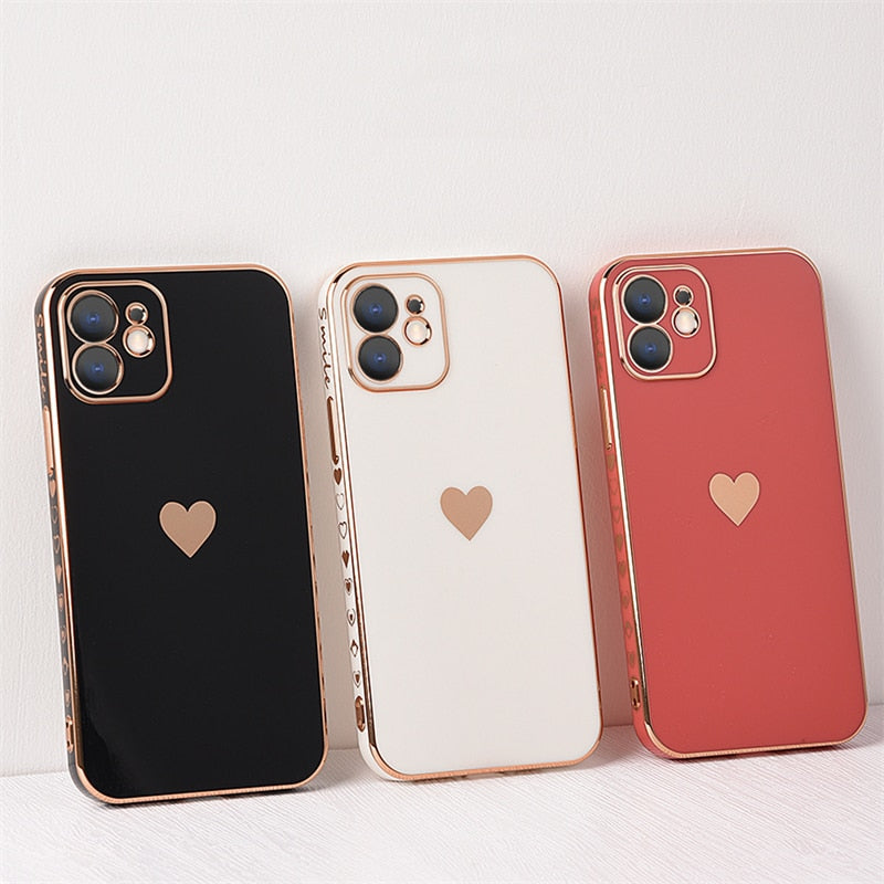 Plated Heart iPhone case with various heart designs on the side - Exoticase -