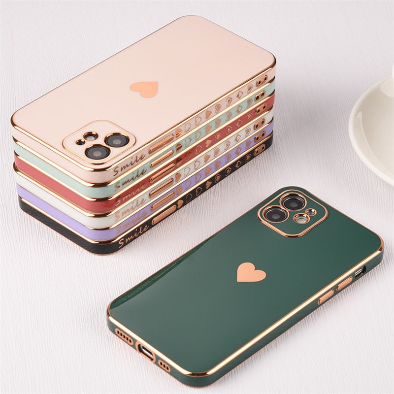 Plated Heart iPhone case with various heart designs on the side - Exoticase -