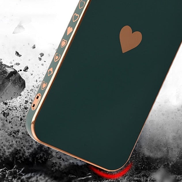 Plated Heart iPhone case with various heart designs on the side - Exoticase -