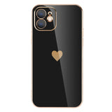 Plated Heart iPhone case with various heart designs on the side-Exoticase-For iPhone 13 Pro Max-Black-