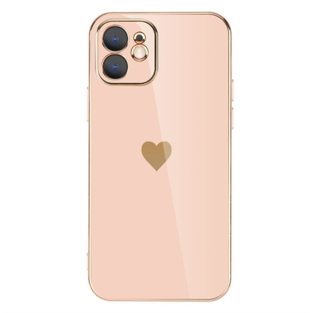 Plated Heart iPhone case with various heart designs on the side-Exoticase-For iPhone 13 Pro Max-Pink-