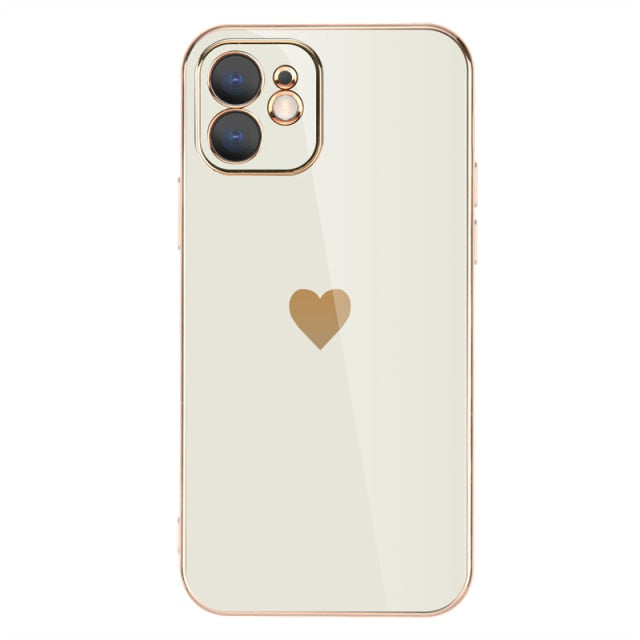 Plated Heart iPhone case with various heart designs on the side - Exoticase - For iPhone 13 Pro Max / White