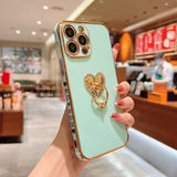Plated iPhone case with Rhinestone Heart Ring-Exoticase-For iPhone 13 Pro Max-Green-