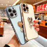 Plated iPhone case with Rhinestone Heart Ring - Exoticase -
