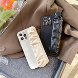 Pleated Leather Wristband iPhone Case-Exoticase-