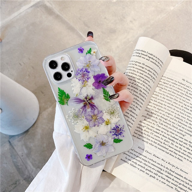 Real Pressed Dried Flowers iPhone Case-Exoticase-For iPhone 12 Pro Max-D-