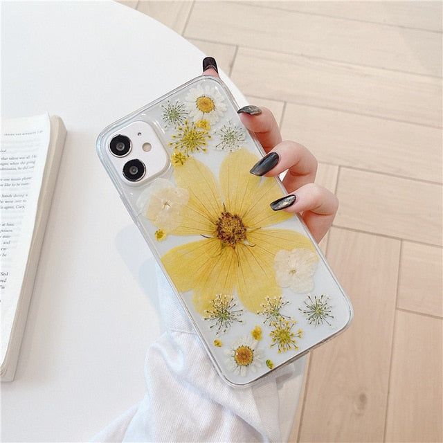 Real Pressed Dried Flowers iPhone Case-Exoticase-For iPhone 12 Pro Max-B-