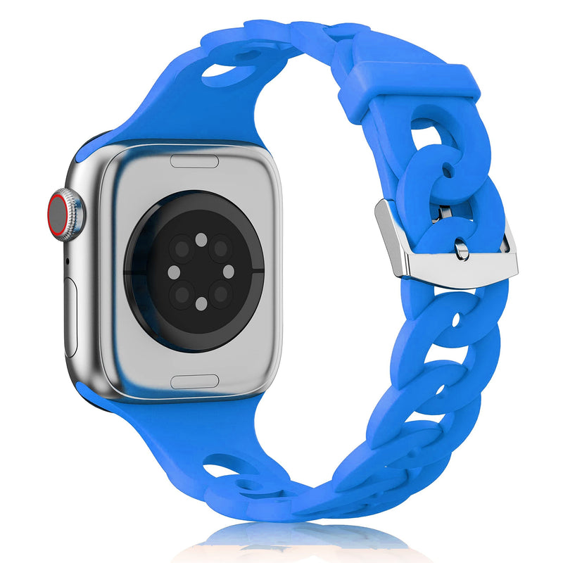 Silicone Apple Watch Gourmette Bands-Exoticase-Blue-38mm 40mm 41mm-