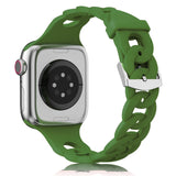 Silicone Apple Watch Gourmette Bands-Exoticase-Green-38mm 40mm 41mm-