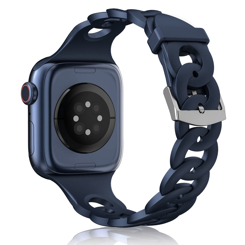 Silicone Apple Watch Gourmette Bands-Exoticase-Midnight Blue-38mm 40mm 41mm-