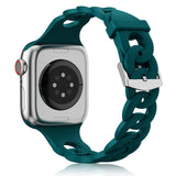 Silicone Apple Watch Gourmette Bands-Exoticase-Pacific Green-38mm 40mm 41mm-
