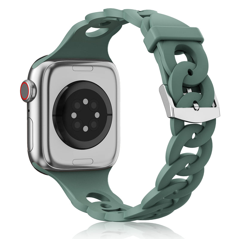 Silicone Apple Watch Gourmette Bands-Exoticase-Pine Green-38mm 40mm 41mm-
