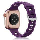 Silicone Apple Watch Gourmette Bands-Exoticase-Purple-38mm 40mm 41mm-