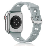 Silicone Apple Watch Gourmette Bands-Exoticase-Turquoise Gray-38mm 40mm 41mm-