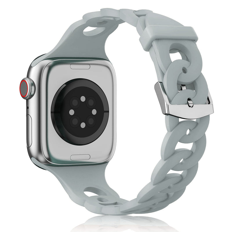 Silicone Apple Watch Gourmette Bands-Exoticase-Turquoise Gray-38mm 40mm 41mm-