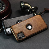 Slim Soft Logo Hole Leather iPhone Case-Exoticase-