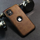 Slim Soft Logo Hole Leather iPhone Case-Exoticase-