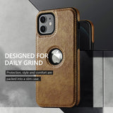 Slim Soft Logo Hole Leather iPhone Case-Exoticase-