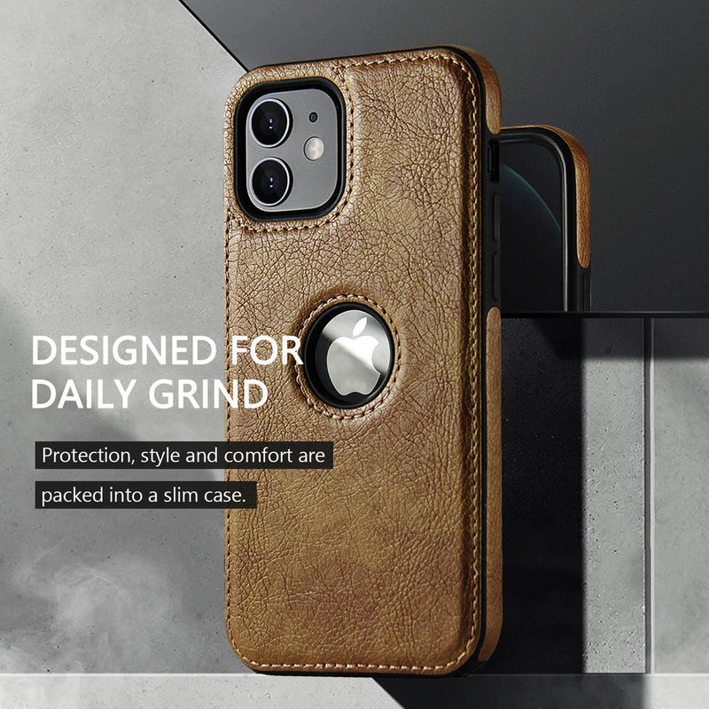 Slim Soft Logo Hole Leather iPhone Case-Exoticase-