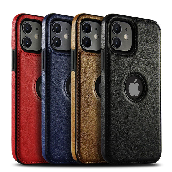 Slim Soft Logo Hole Leather iPhone Case - Exoticase -