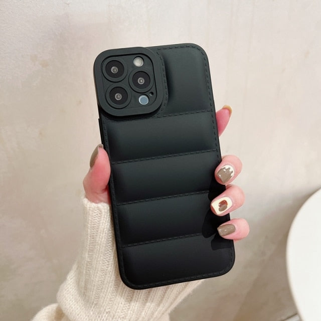 Soft Down Jacket iPhone Case-Exoticase-For iPhone 13 Pro Max-Black-