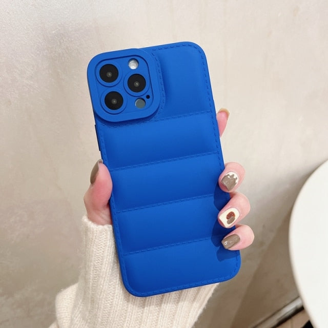 Soft Down Jacket iPhone Case - Exoticase - For iPhone 13 Pro Max / Blue