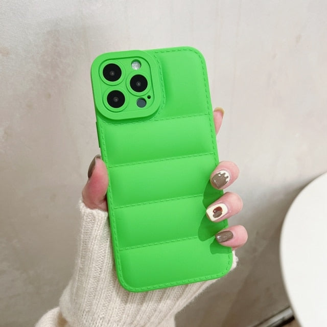 Soft Down Jacket iPhone Case-Exoticase-For iPhone 13 Pro Max-Fluorescent Green-