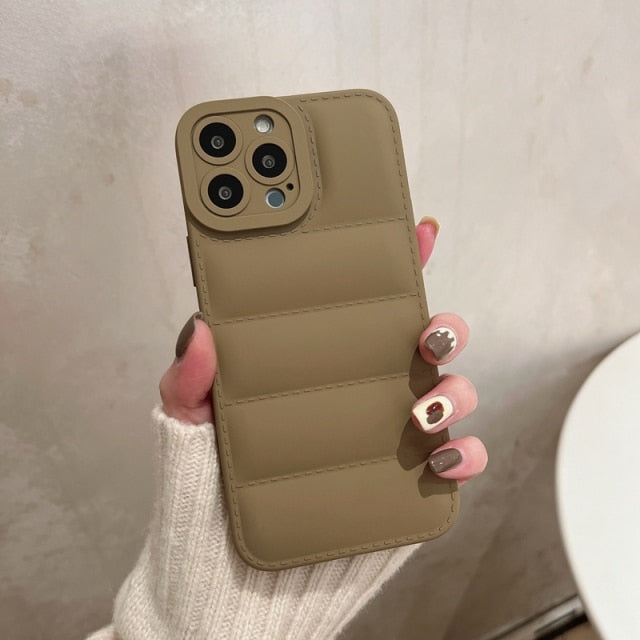 Soft Down Jacket iPhone Case - Exoticase - For iPhone 13 Pro Max / Khaki