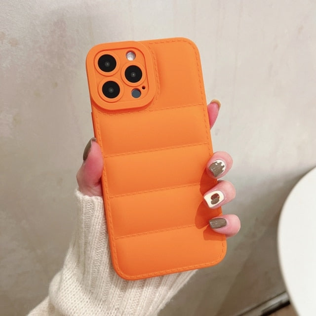 Soft Down Jacket iPhone Case-Exoticase-For iPhone 13 Pro Max-Orange-