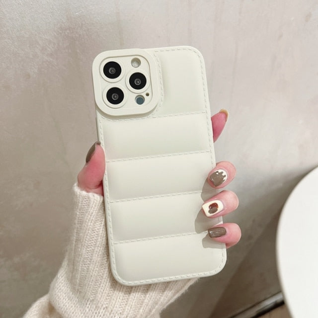 Soft Down Jacket iPhone Case - Exoticase - For iPhone 13 Pro Max / White